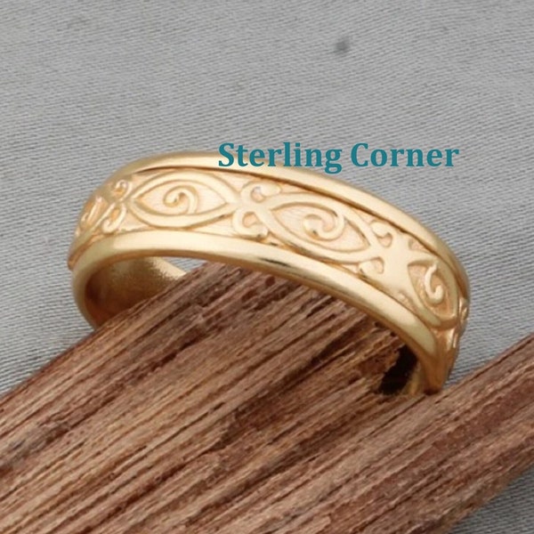 22K 18K Micron Gold Plated Spinner Ring Men & Women Pinky Index Thumb Ring Band Boys, Girls Gold Ring Couple Gold mate finish Fidget Spinner