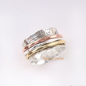 Rising Sun Texture Ring Spinner Ring Spinning Ring Worry - Etsy