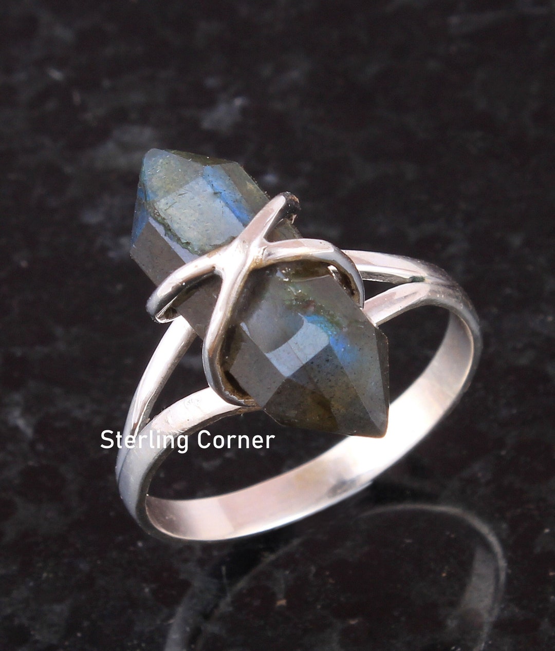 Forever Charm Silver Ring, Labradorite Pencil Ring, Gemstone Ring ...