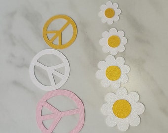Groovy Peace Sign & Daisy Confetti: Retro Party Table Decor