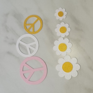 Groovy Confetti, Oversized confetti, Peace Sign and Daisy Table Sprinkle, boho, retro themed confetti