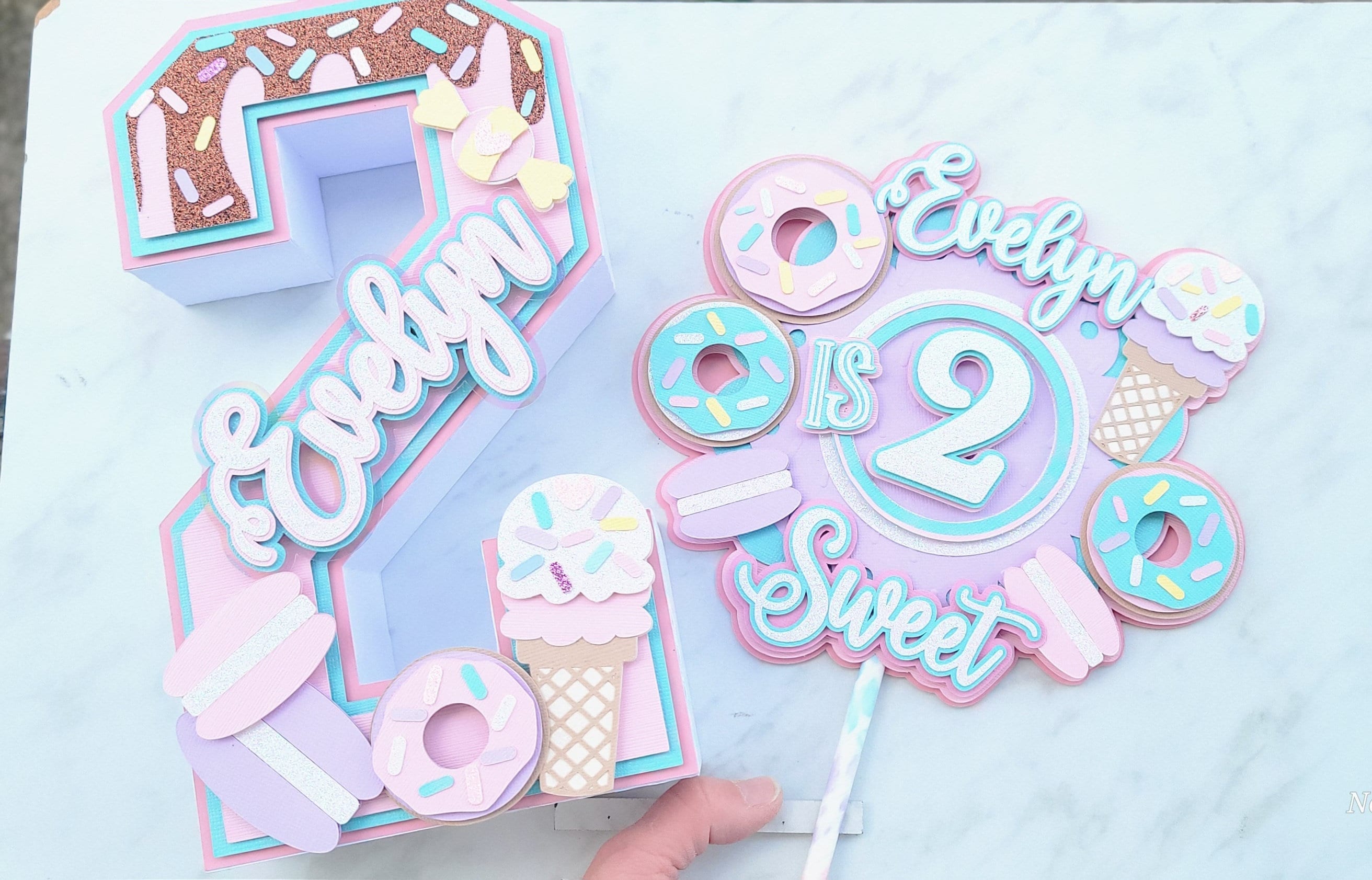 Two Sweet personalized cake topper pastel birthday cake topper sweet birthday party decoration