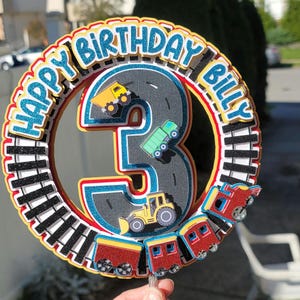 Train, Tracks, trucks Birthday Cake Topper, chugga chugga choo choo, cake topper