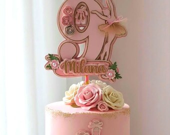 Personalized Ballerina Birthday Cake Topper: Custom Name & Age