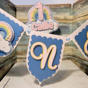 Pastel Rainbow ONE banner, highchair garland, first birthday decor