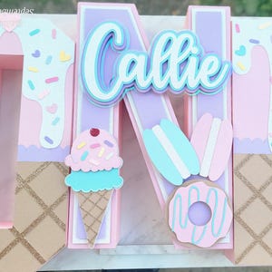 Letras 3D "Sweet One", 10 pulgadas, temática de helado, accesorio para fotos de primer cumpleaños