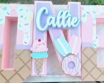 Sweet One 3D Letters, 10 inch, Ice Cream Theme, First Birthday Photo Prop