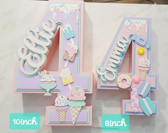 Four Ever Sweet personalized 3D Number 4, sweets birthday party decoration or centerpiece