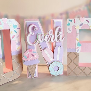 Sweet One first birthday 3D letters, Sweets theme party decoration, centerpiece or photo prop