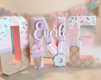 Sweet One first birthday 3D letters, Sweets theme party decoration, centerpiece or photo prop
