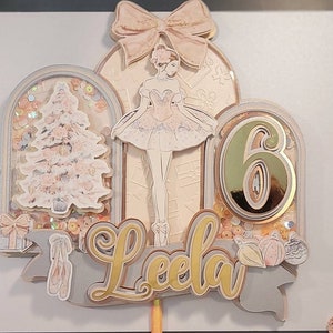 Winter Ballerina Shaker Cake Topper, customized ballet dancer themed birthday cake topper