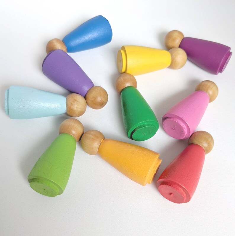 Rainbow Friends // Peg Dolls // Montessori Toy // Waldorf Toy Etsy