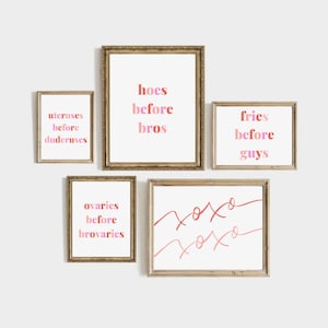 Galentines Day Deko, Hoes Before Bros, Galentines Day Party Dekoration, Valentinstag Dekoration, Valentinstag Ästhetik, druckbare Kunst