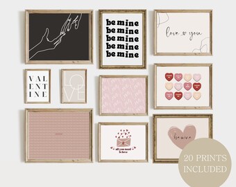 Valentijnsdag afdrukbare galerij kunst aan de muur, Galentine's decor, set van 20 minimalistische Valentine Home Decor, digitale download
