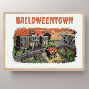 Halloweentown Film Poster Druck, Halloween Druck, Halloweentown Zeichnung Druck, Herbst, Herbst Dekor