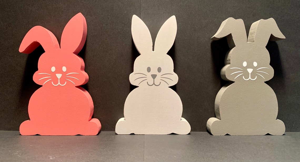 Easter Bunny Painted Wood Bunny painted wood Rabbit wood Etsy