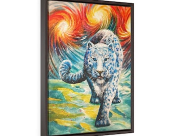 Snow Leopard Framed Premium Gallery Wrap Canvas