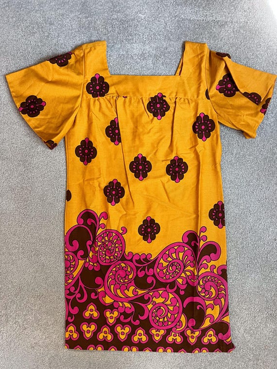Vintage 60s Hawaiian Togs Floral Print Midi Dress