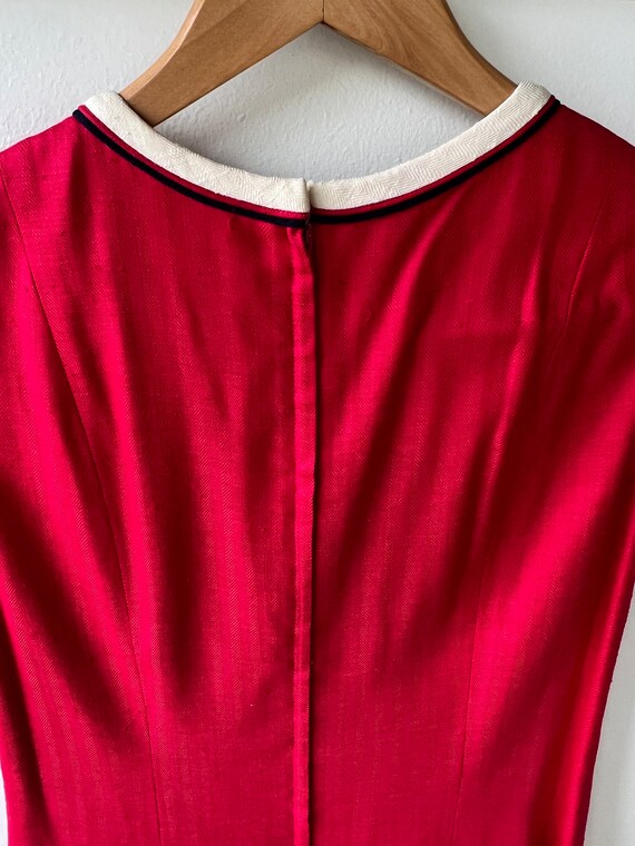 Vintage 60s Susan Thomas 2 PC. Red Linen Dress w/… - image 5