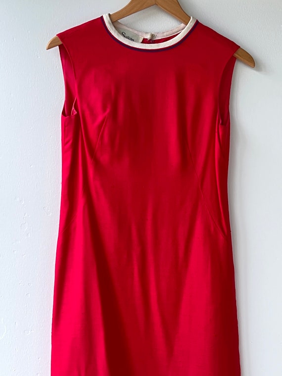 Vintage 60s Susan Thomas 2 PC. Red Linen Dress w/… - image 2