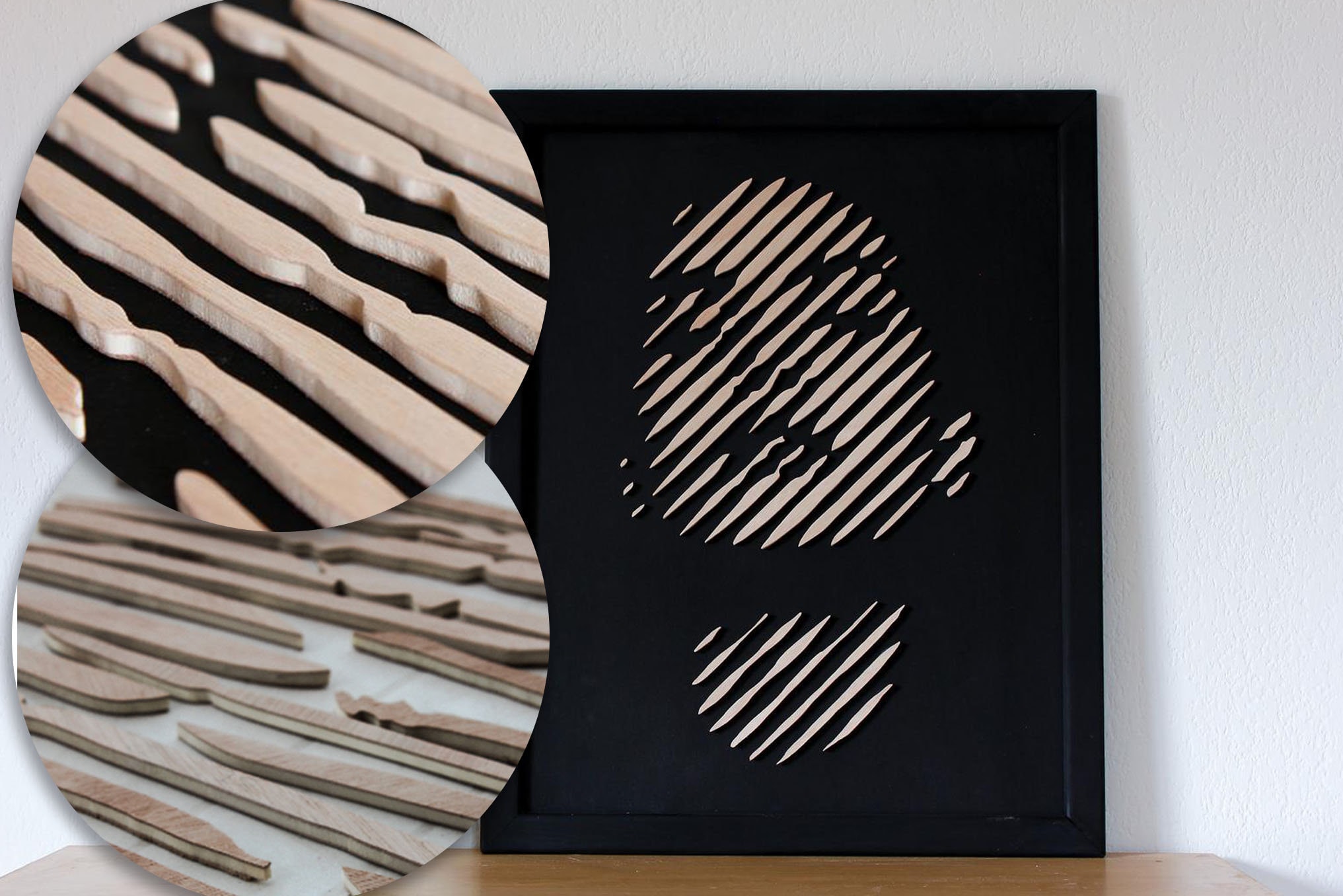 Tentures Murales en Bois 3D/Portraits de Marqueterie d'incrustation Œuvres d'art Personnalisées Mini