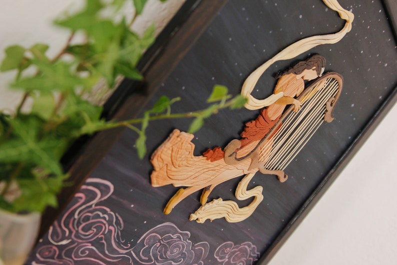 Wooden artwork 3D Wood Inlay Marquetry Wall hanging Wood Etsy