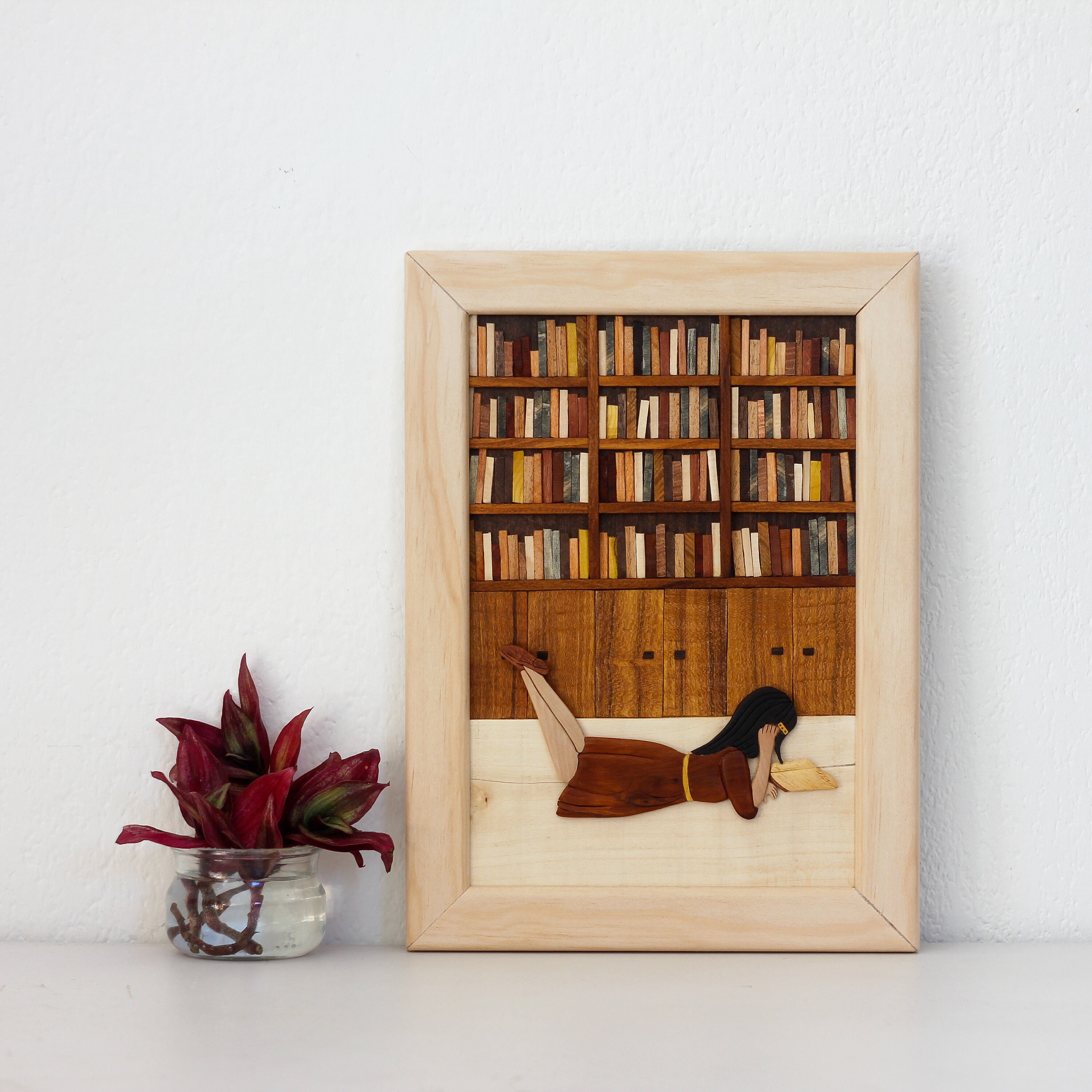 Art Mural en Bois Fait à La Main Rare et Exotique/Coloré de Sans Tache, Incrustation 3D, Œuvre d'art