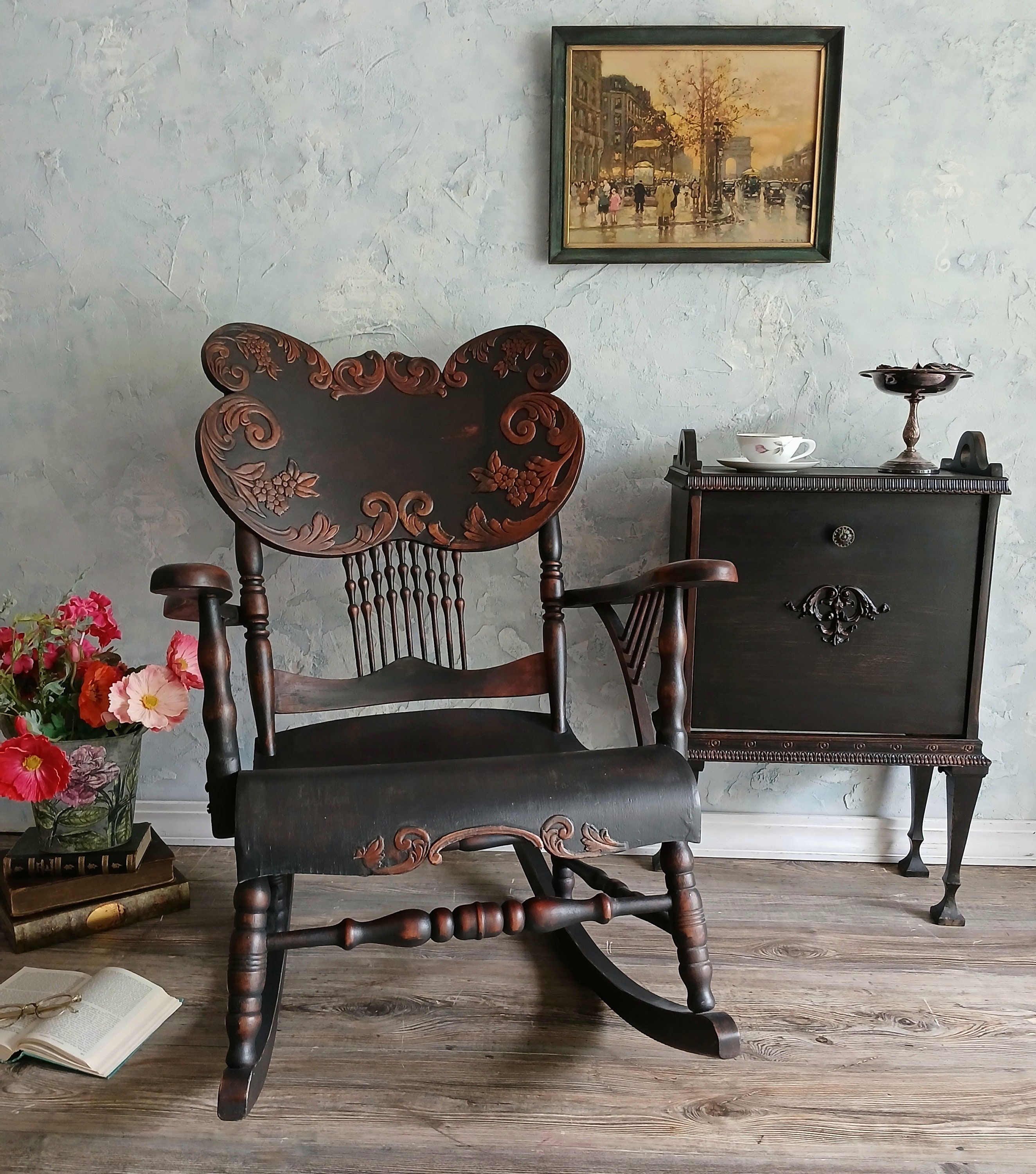 Antique Rocking Chair, Vintage Rocker - Etsy