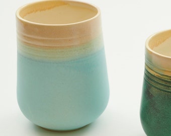 Ceramic stoneware handmade tumbler. Pottery cup. Juice cup. Water cup. Water glass.