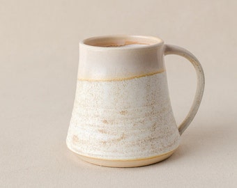 Ceramic mug. White mug. Pottery mug. Mug.