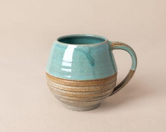 Ceramic Coffee Mug. Tea mug. Pottery mug. Clay Mug. Mug. Turquoise. Red. Pink.