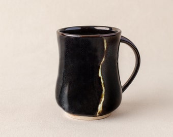 Ceramic mug. Pottery mug. Black mug. Coffee mug. Tea mug.
