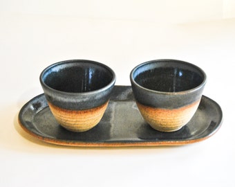 Appetizer Set. Chip and Dip. Tray and bowls. Tray. Bowl. Serving tray. Chip and dip set. Ceramic tray. Ceramic chip and dip. Chip & Dip.