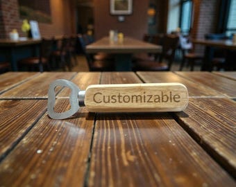 Personalized Wooden Bottle Opener – Custom Engraved Gift for Beer Lovers