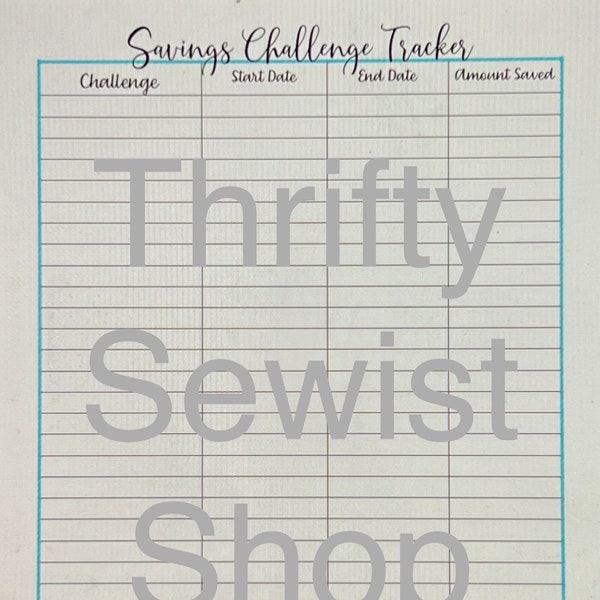 Savings Challenge Tracker-8.5" x 11" Digital Download