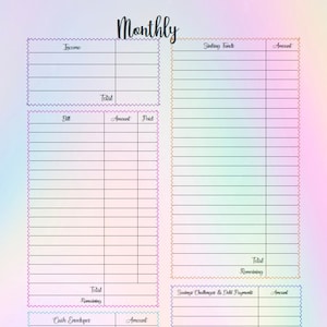 Monthly & Bi-Weekly Budget Sheets-8.5&quot; x 11&quot; Digital Download