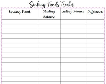 Sinking Funds Tracker-8.5" x 11" Digital Download