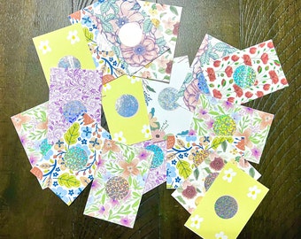 Floral Booster Cards-Scratch Off Savings Challenge Cards