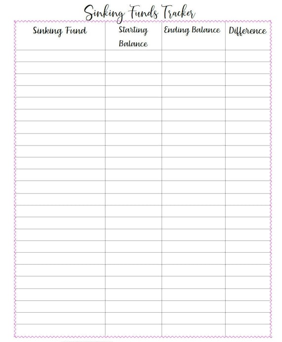 Sinking Funds Tracker-8.5" x 11" Digital Download