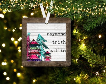 Serape Trees Rustic Family Names Christmas Ornament - Farmhouse Style