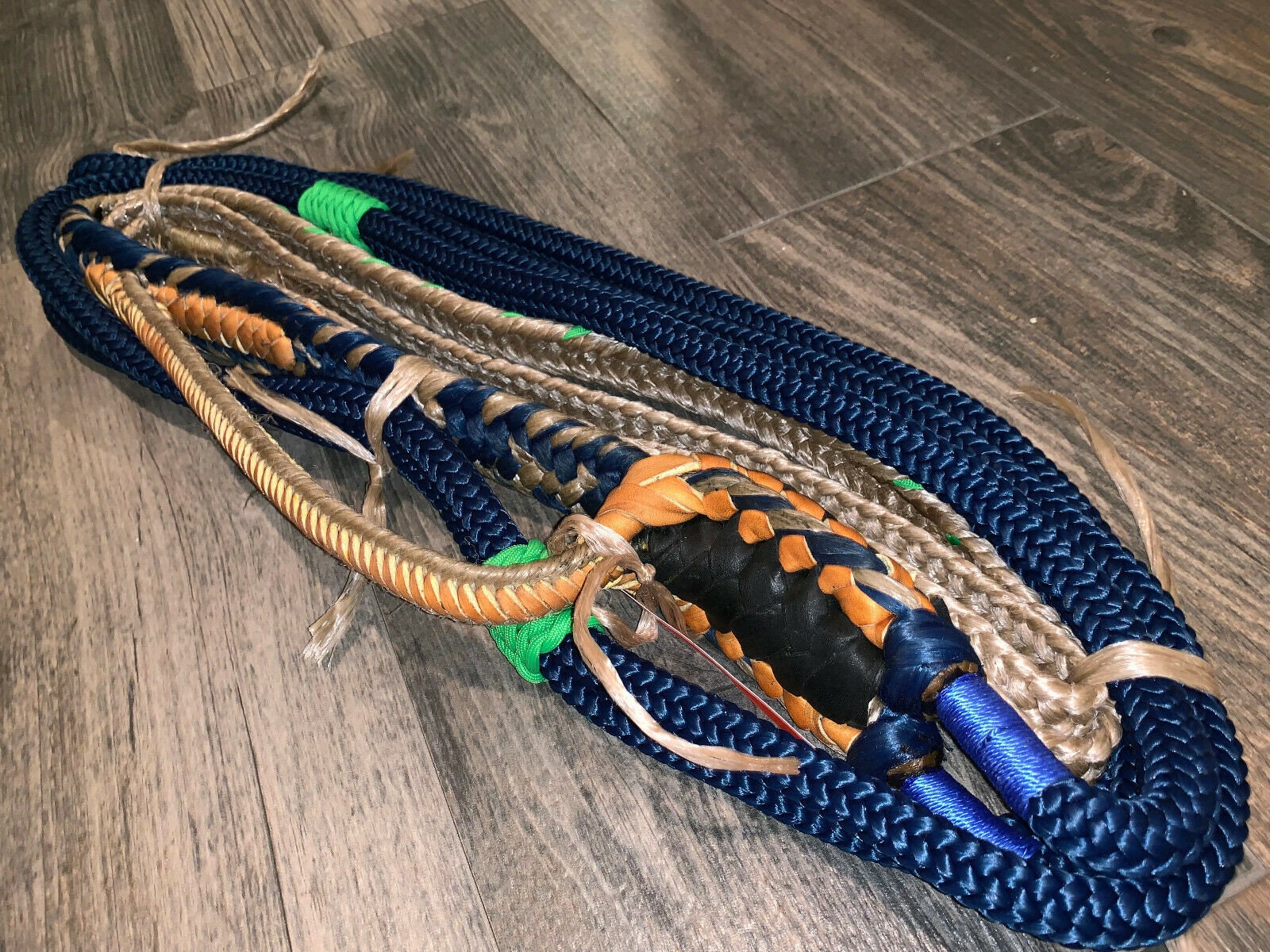 Jr Bull rope Navy Custom Jr Pro 9/7 Right Hand - EPT Bull Ropes - Bull riding rodeo bull rider 14'