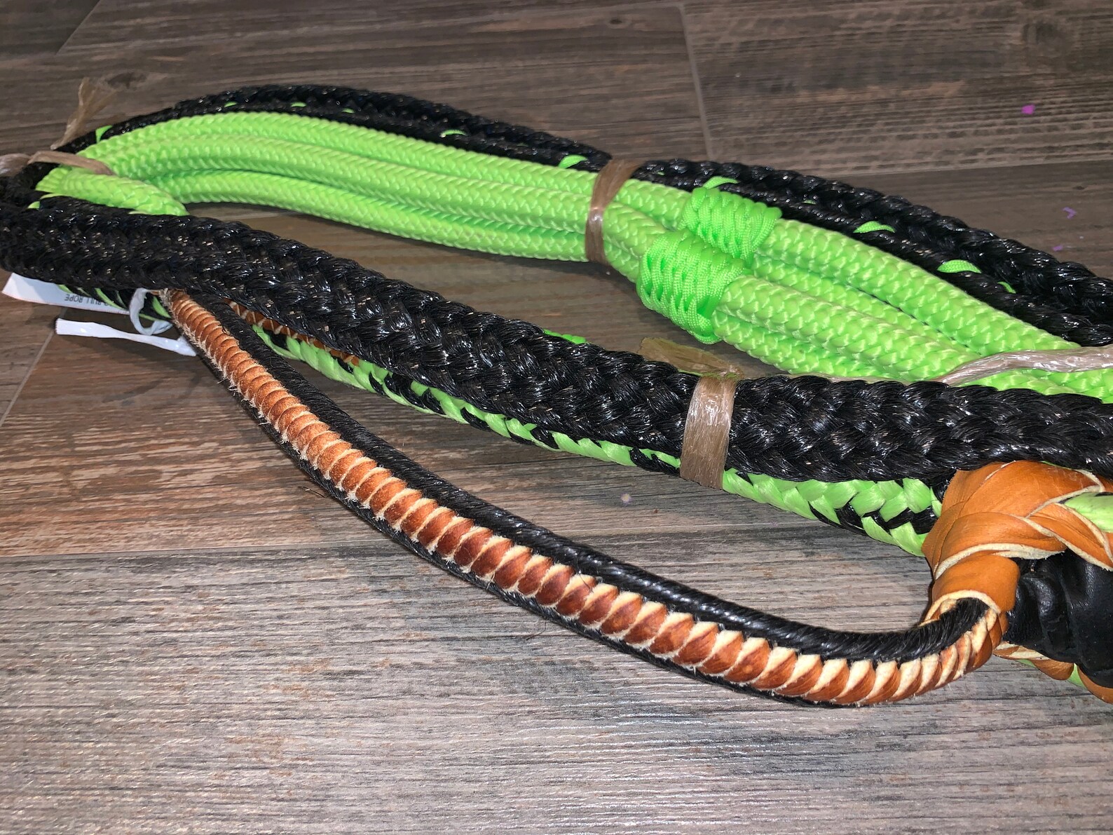Bull Rope Green & Black Pro 9/7 Right Hand 3/4 X 3/4 Ept Bull Ropes