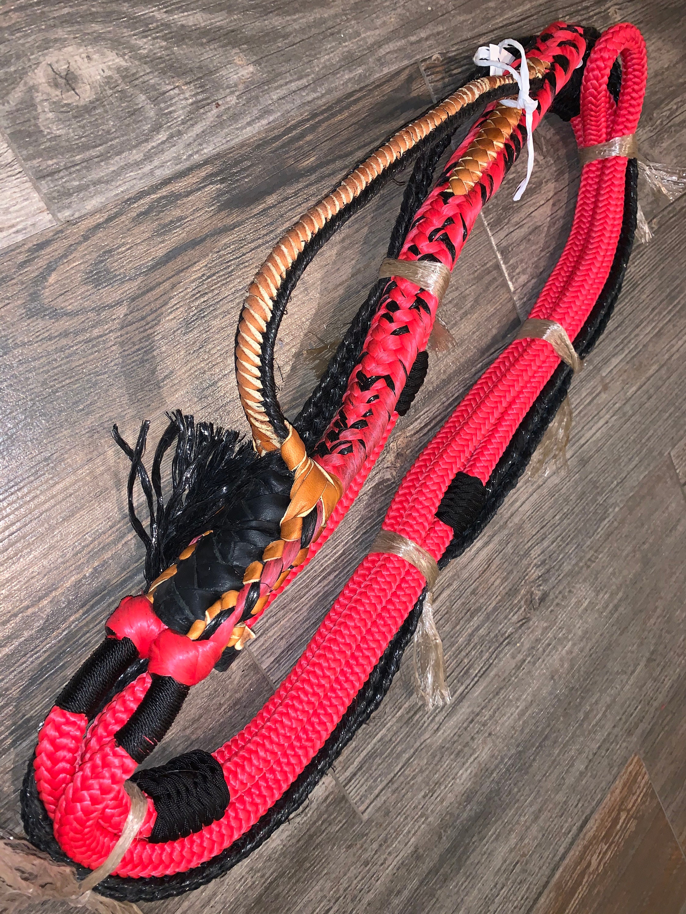 Insidious Rope - Red & Black Pro 9/7 Left Hand 7/8 x 7/8- Ept Bull Ropes - Rodeo bull rider 16"