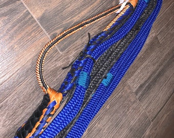 Royal Blue & Black Brazilian Pro 9/7 Right Hand 3/4 x 3/4-  Ept Bull Ropes - Bull riding rodeo bull rider 16"