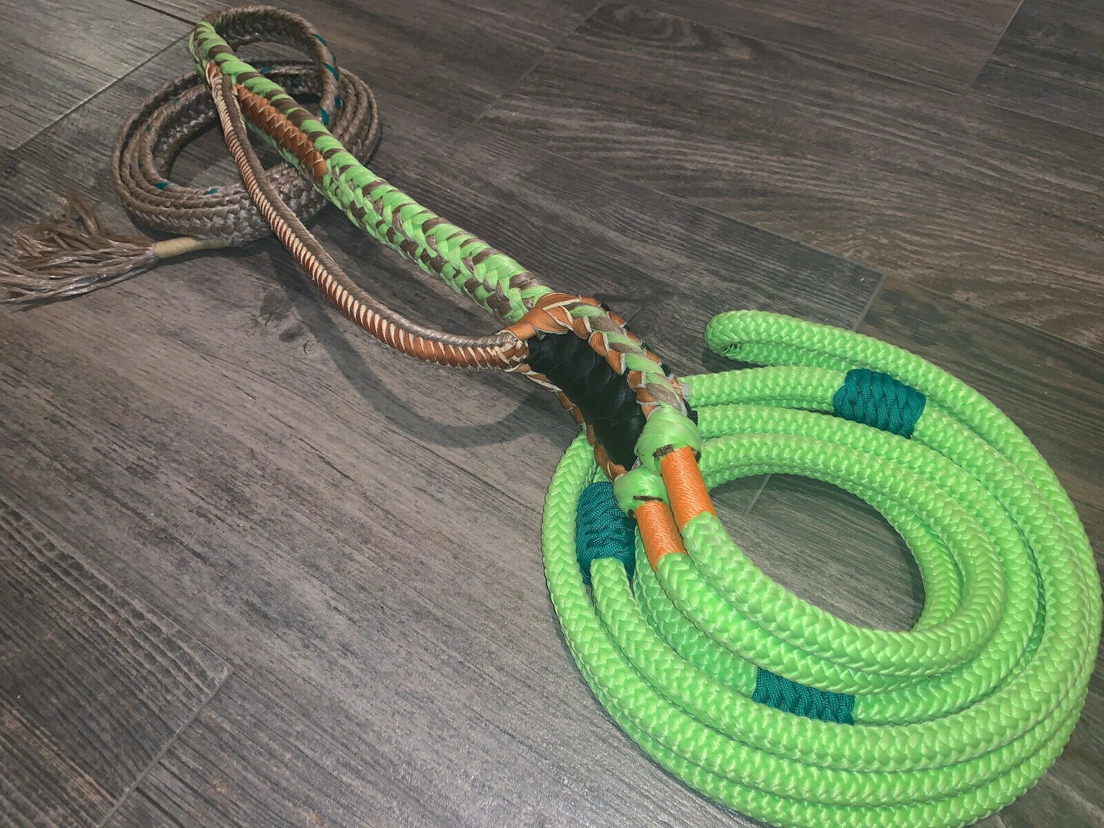 Bull rope Green Custom PRO 9/7 Left Hand - EPT Bull Ropes - Bull riding rodeo bull rider