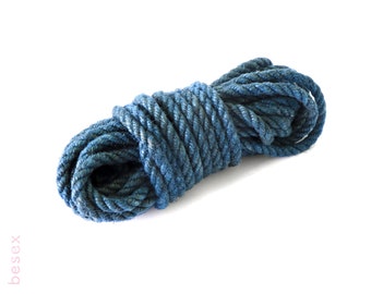 Blue Jute Bondage Rope, Shibari Style, Soft Touch (6/8 mm)