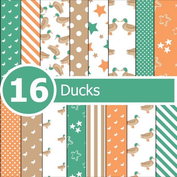 DUCKS Collection of digital paper for scrapbooking and craft
