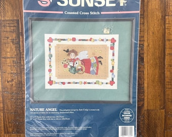 Sunset Counted Cross Stitch Kit Nature Angel Ann Craig 13600 NOS Sealed Vintage