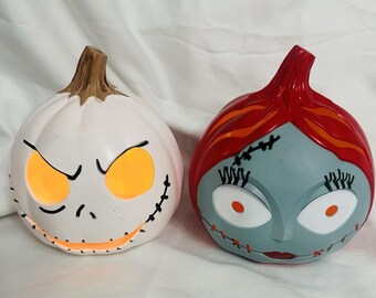 Jack & Sally Light-Up Pumpkins Nightmare Before Christmas Halloween Disney Decor