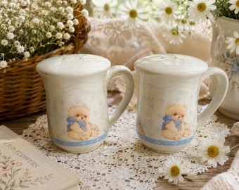 Vintage Tienshan Country Bear Salt Pepper Shaker Set Teddy Bear Cottagecore